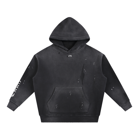 Washed Frayed Lazy Monkey Hoodie